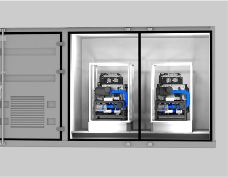 Yakıt hücresi enerji santrali için 500m3/H 1MW konteynerli hidrojen jeneratörü Su elektrolüzeri